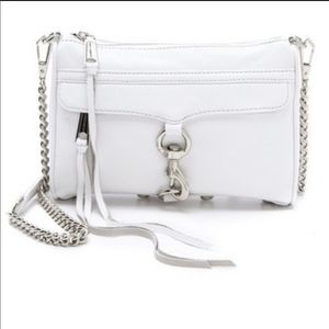 Rebecca Minkoff White Mini MAC silver chain crossbody bag